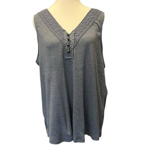 NWOT • Maurice’s Blueish Gray Tank with Lace Detail